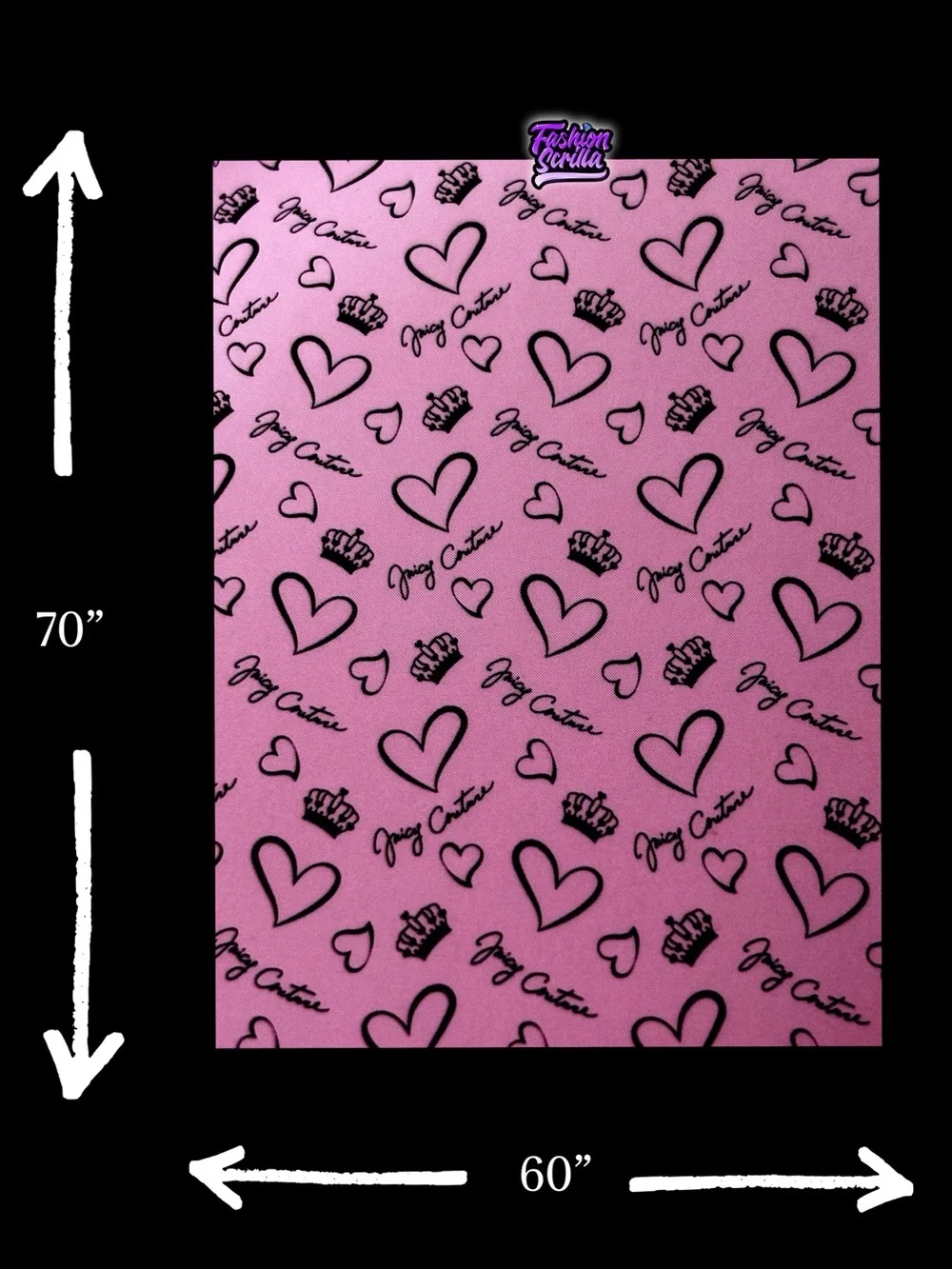 Juicy Couture Oversized Plush Throw Blanket Pink Black Heart Crown Logo NWT